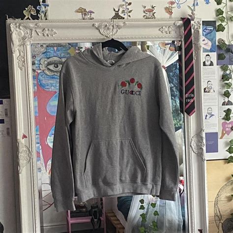 gucci champion grey hoodie|gucci distressed hoodie.